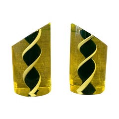 Murano Salviati Glass Double Helix Bookends