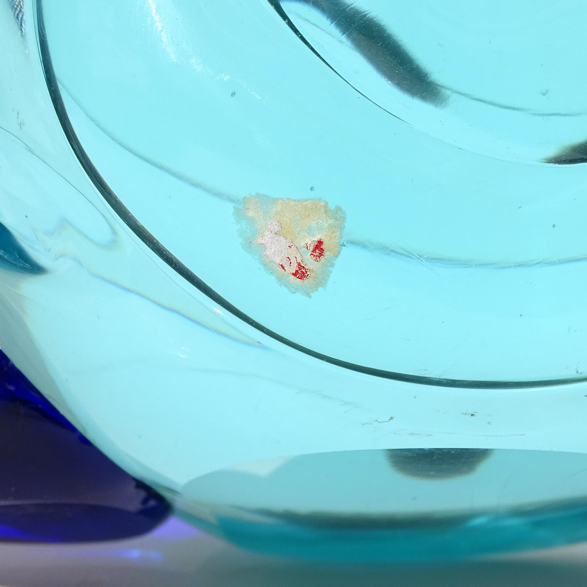 Murano Salviati Sommerso Sapphire Blue Italian Art Glass Snail Figure Sculpture For Sale 3