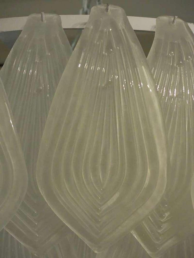 Art Glass Murano Sandblasted Glass Italian Chandeliers, 1990 For Sale