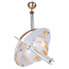 Amber Murano Satellite Chandelier Glass & Brass by Toni Zuccheri, Mazzega, Italy