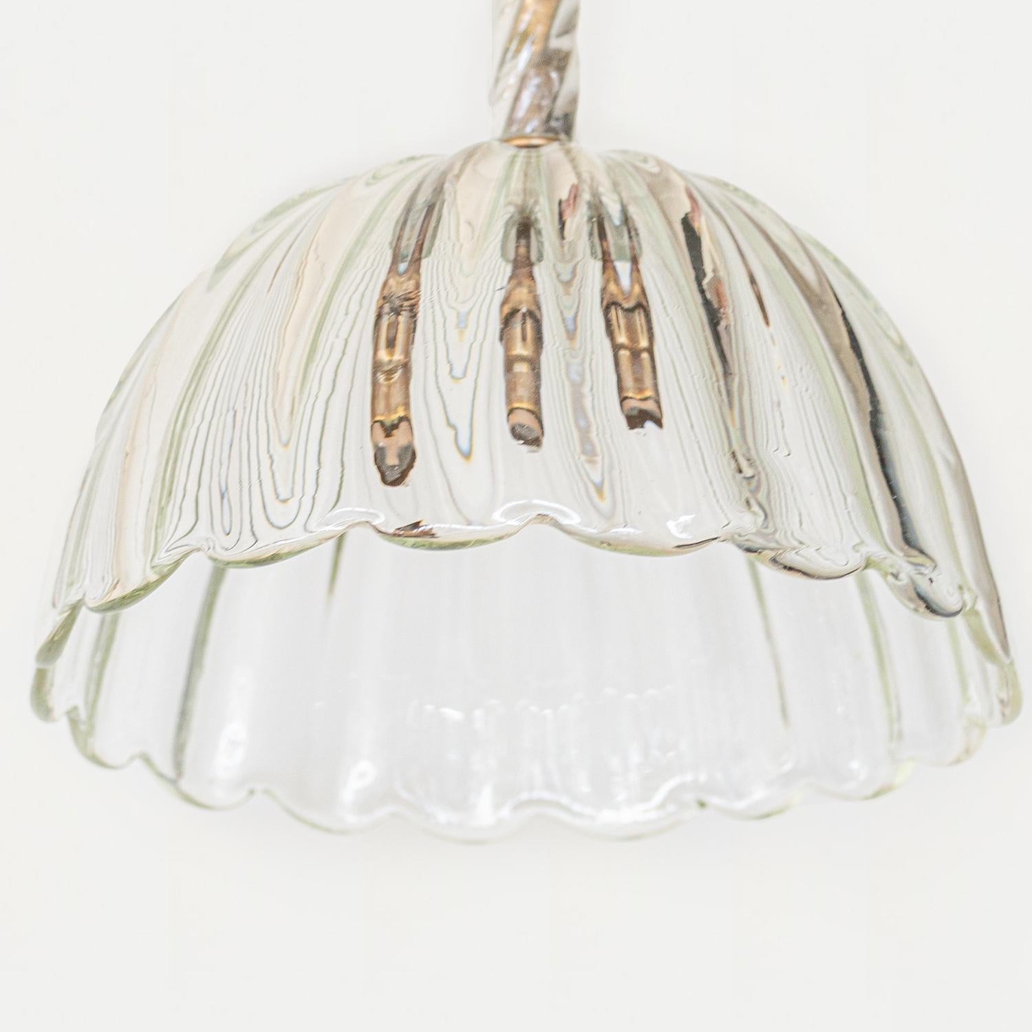 Mid-20th Century Murano Scalloped Glass Pendant Light