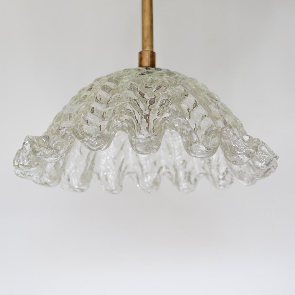 Mid-20th Century Murano Scalloped Glass Pendant Light For Sale