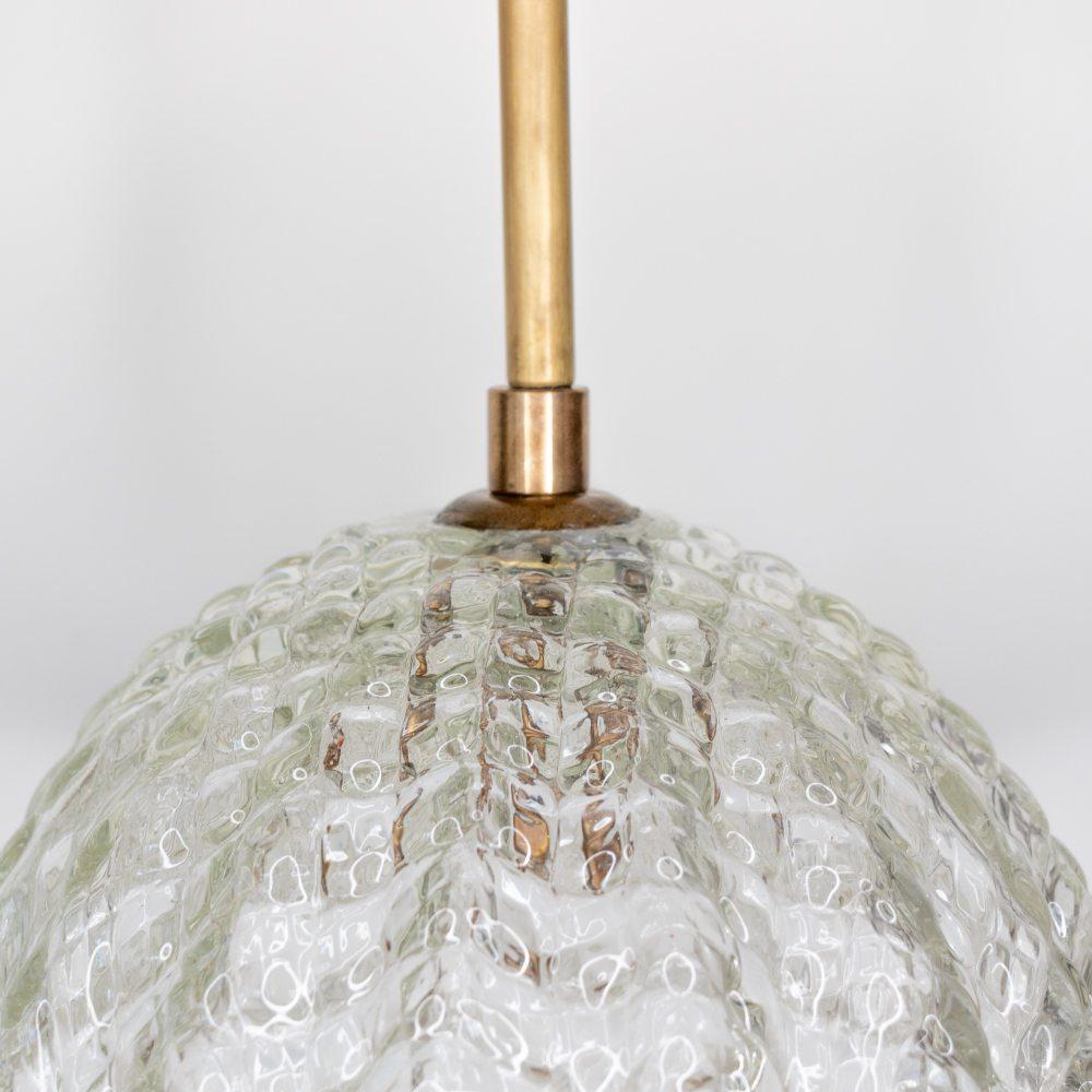 Brass Murano Scalloped Glass Pendant Light For Sale