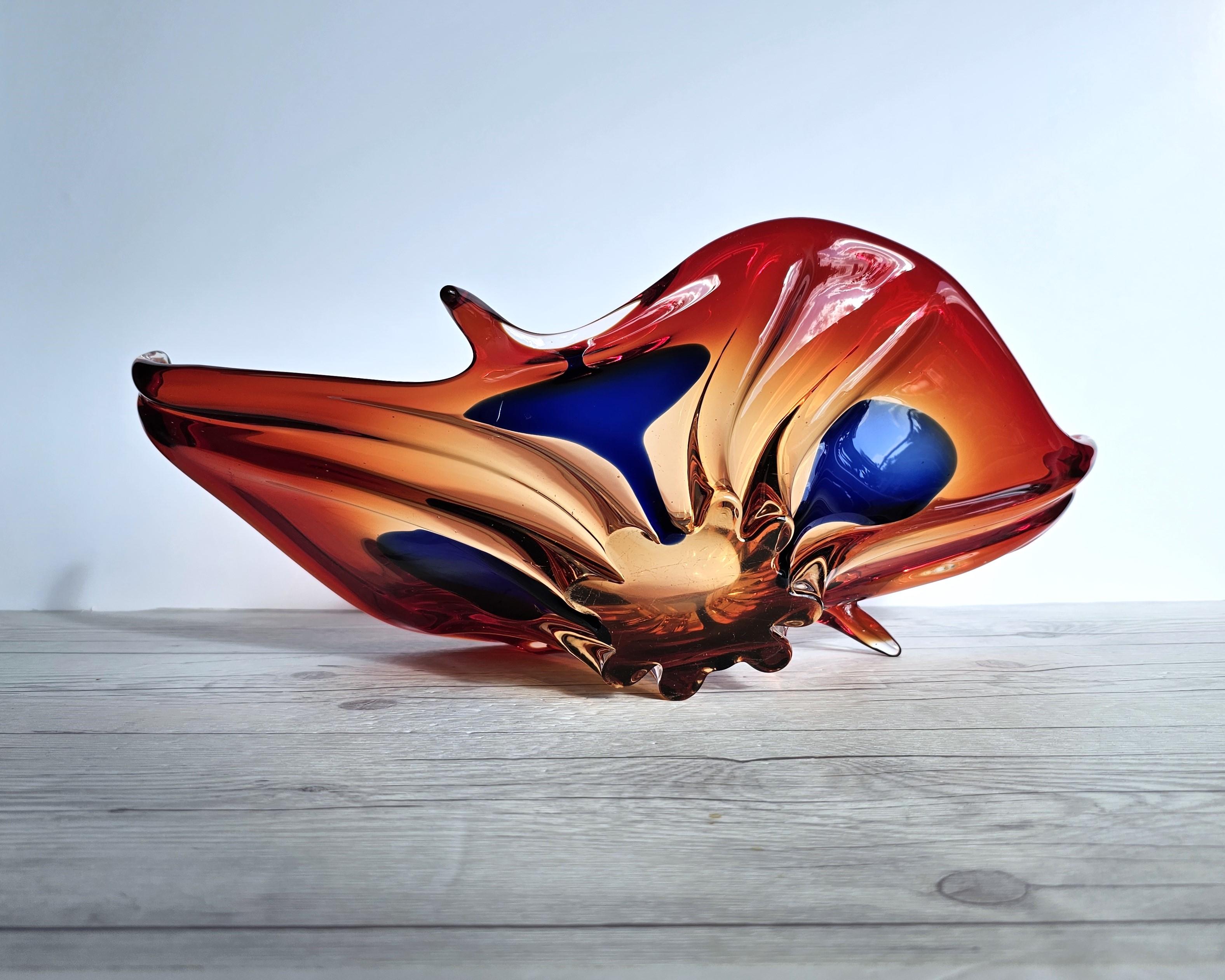Murano, Scarlet Candy, Amber and Midnight Blue Palette, Splash Bowl Centrepiece 5