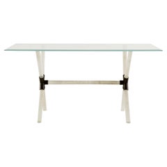 Konsole mit Gestell aus Murano-Scavo-Glas und patiniertem Messing, um 1970