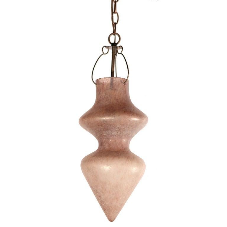 Italian Murano Scavo Glass Double Gourd Hanging Pendant Fixture