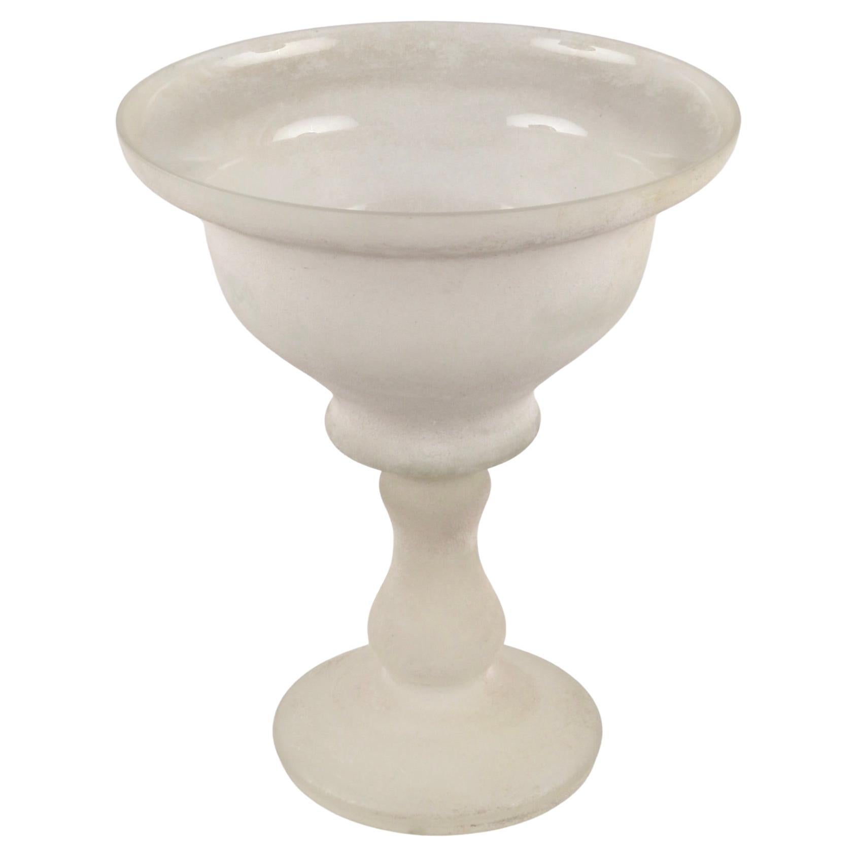 Murano Scavo Glass Footed Center Bowl, Italy, 1980s For Sale
