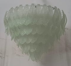 Murano "Scavo" Glass Round Teal Color Italian Chandelier and Pendant, 2000