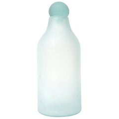 Murano Scavo Turquoise Decanter Bottle with Ball Stopper Attributed Cenedese