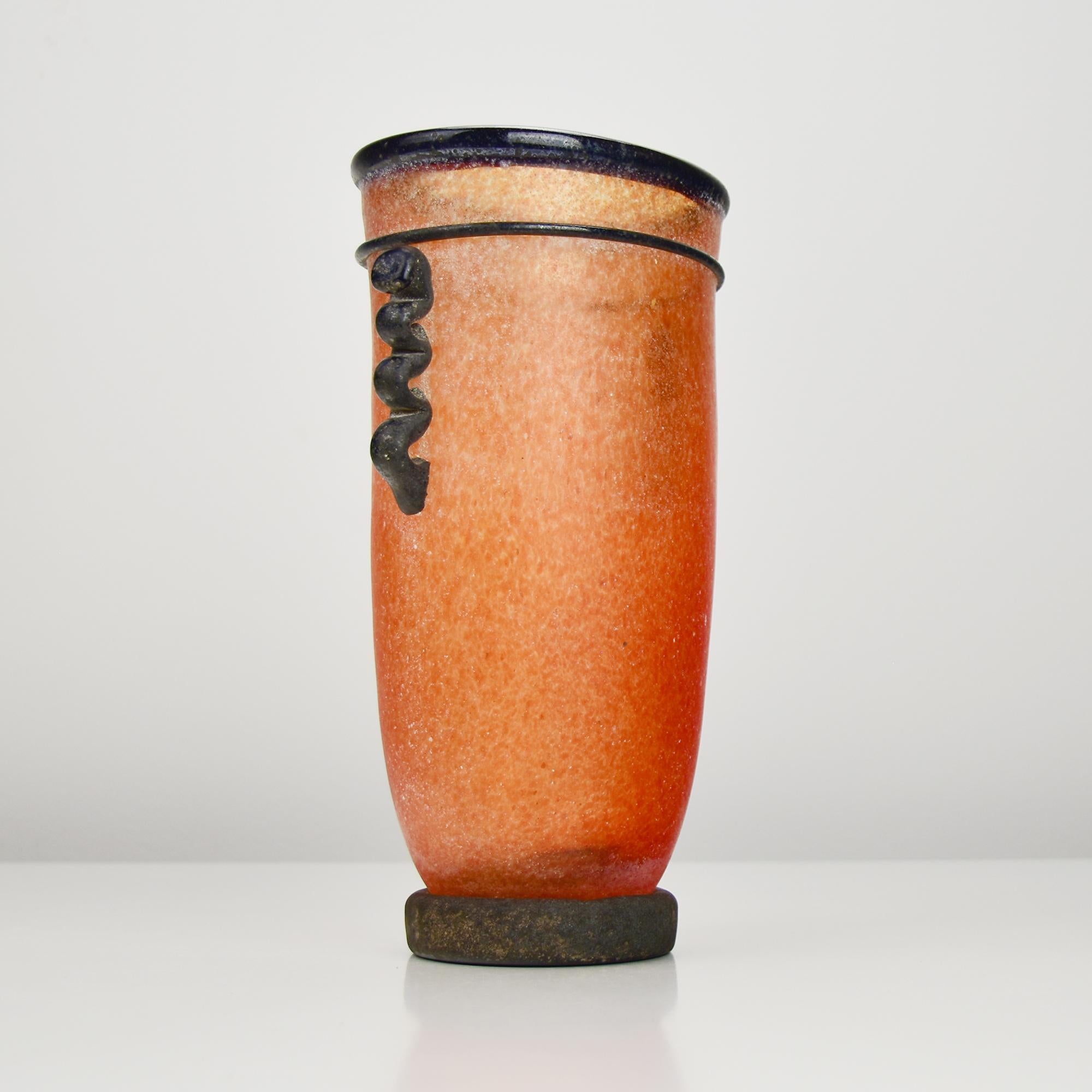 Realizzato con acquaforte Vaso Scavo di Murano di Gambaro & Poggi 1960s Studio Art Glass italiano in vendita