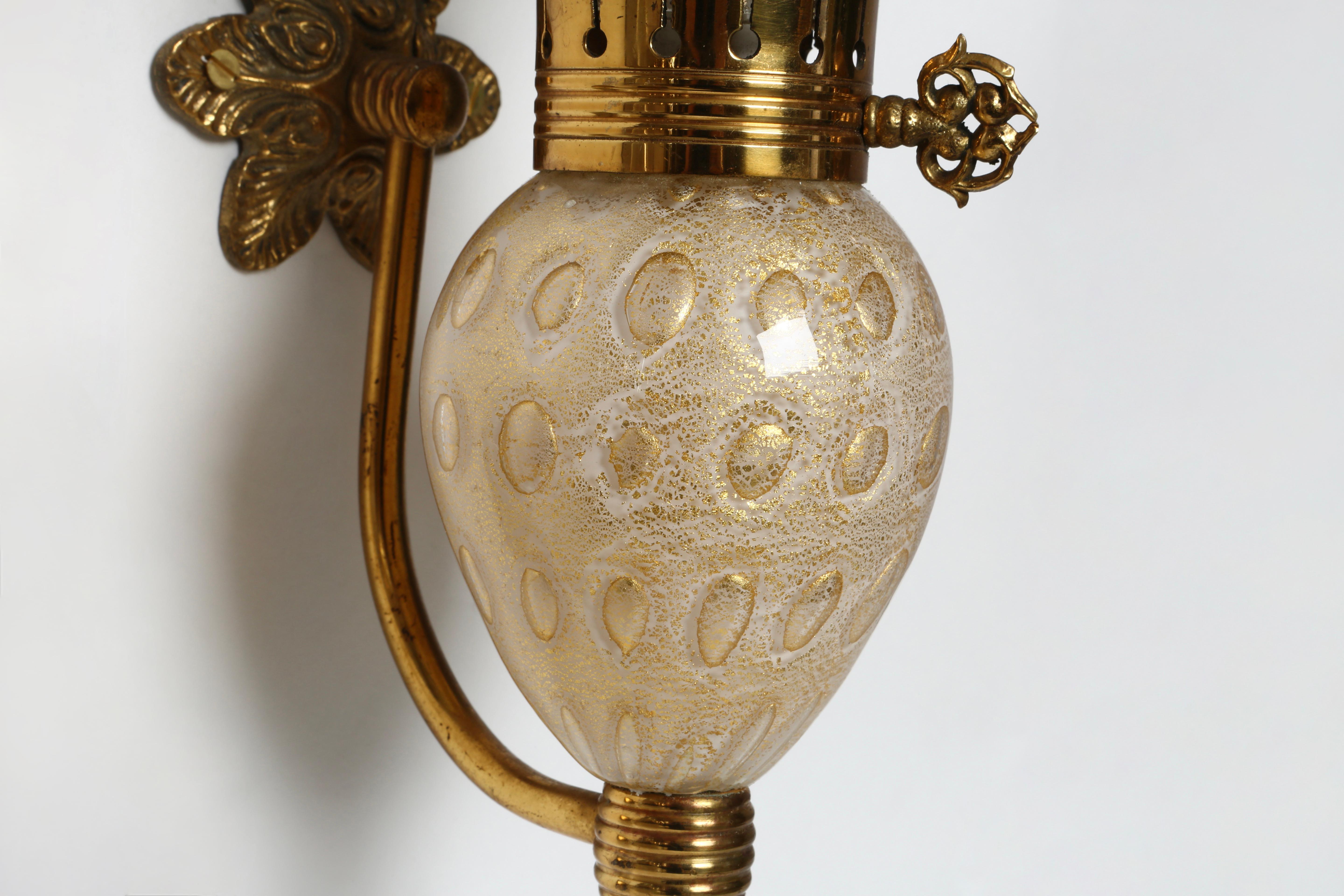 Brass Murano Sconce by Seguso, Italy, 1940s For Sale