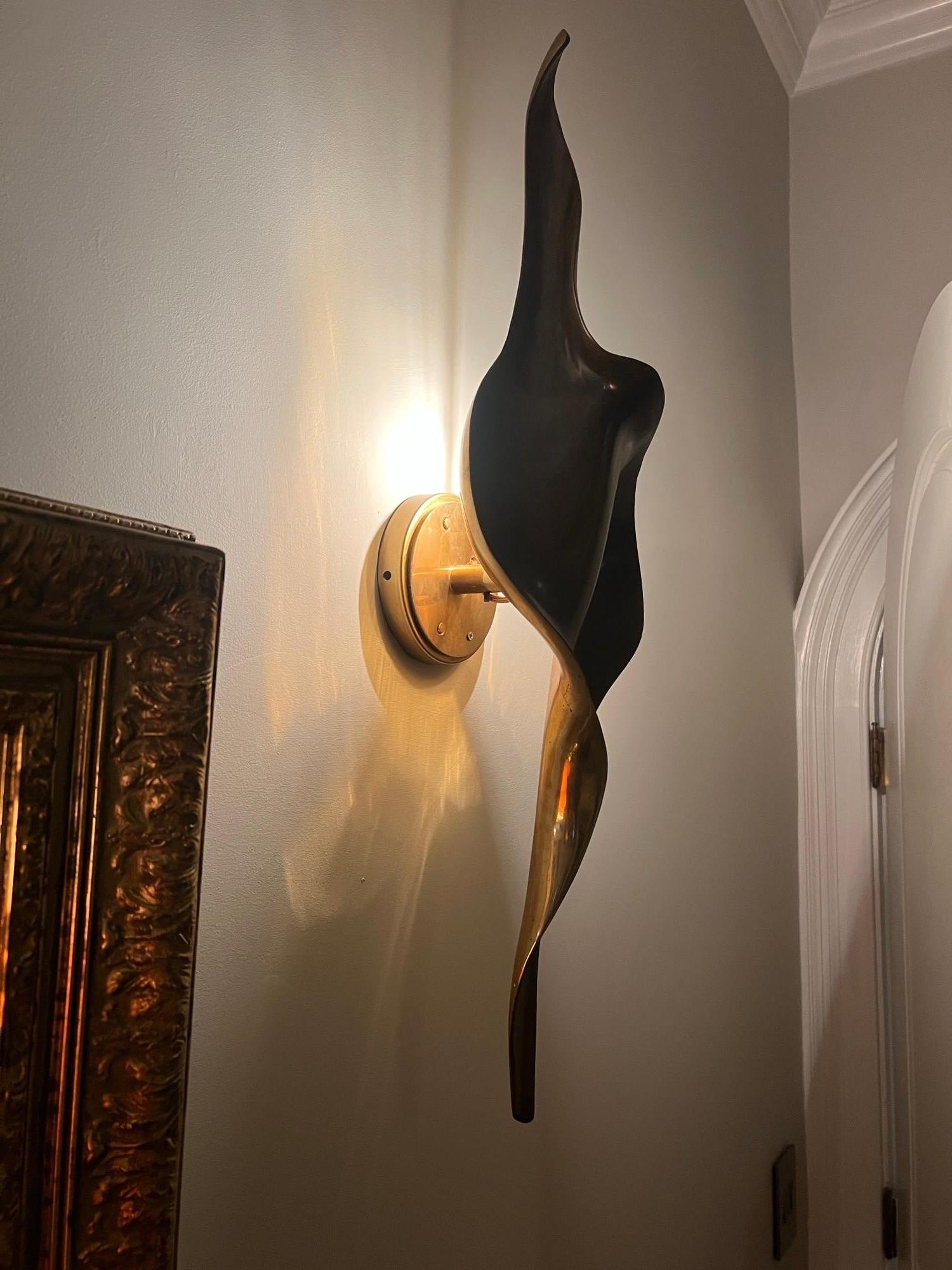 Contemporary Pair of Bronze Murano Sconces by Elan Atelier (IN STOCK)