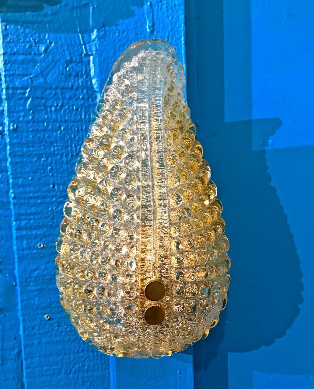 Gold Leaf Murano Sconces, Shell Form circa 1960