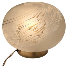 Murano Sculptural Glass Table Lamp with Spiral Acid Etched Decor, Italy 1980s