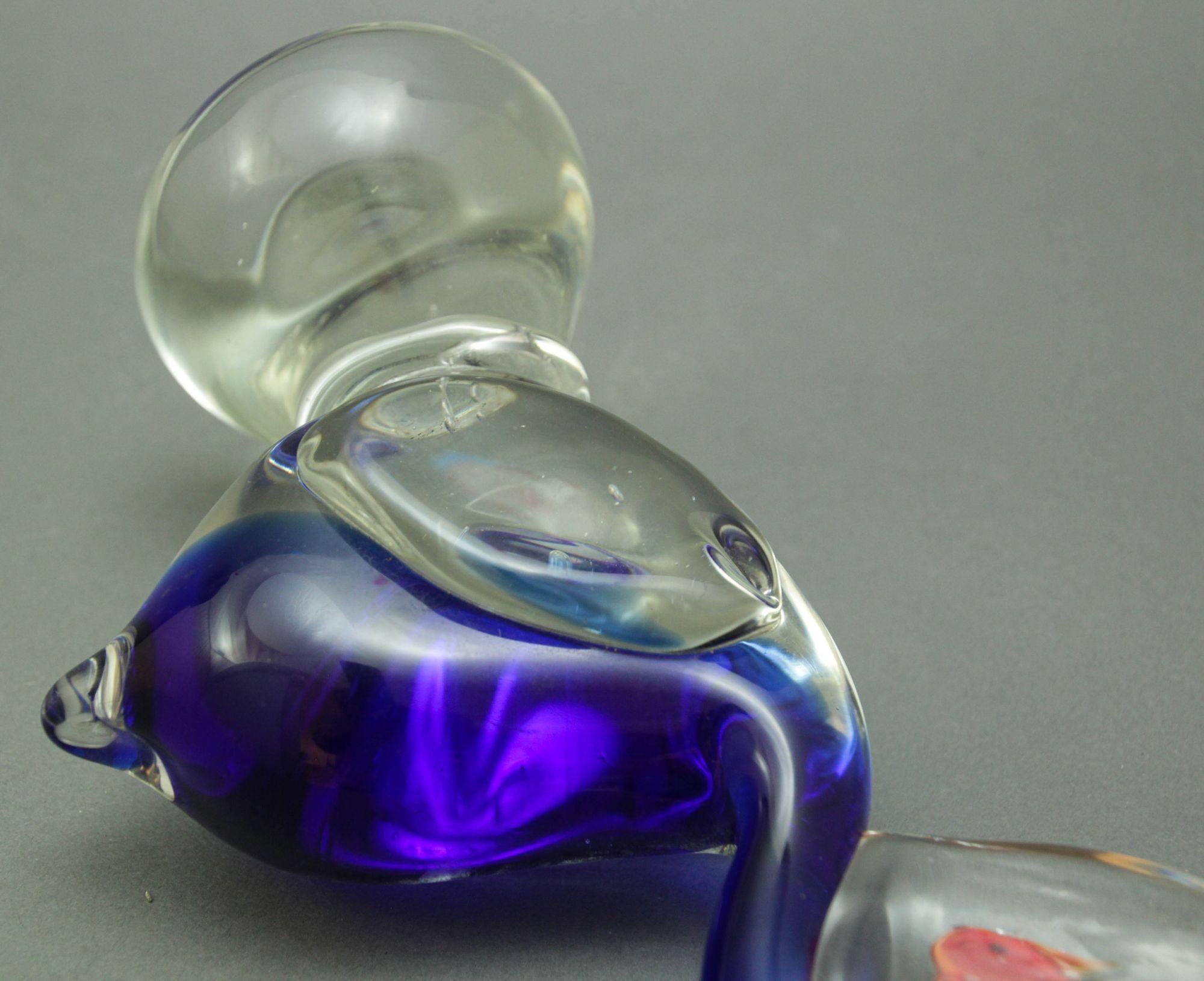 Murano Sculpture Hand Blown Glass Pelican with Goldfish Italian Design 1960s 6