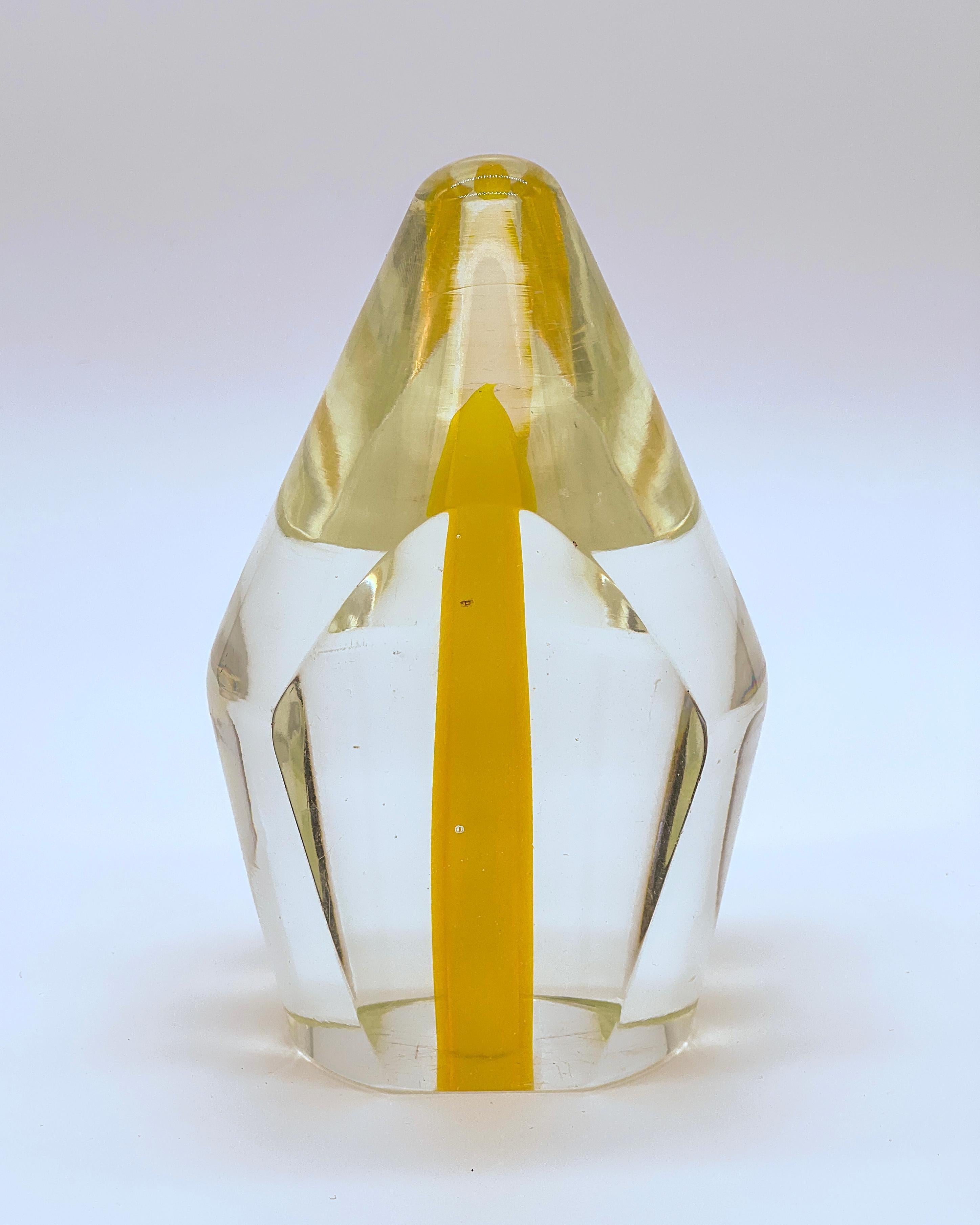 Modern Murano Sculpture in Clear and Bright Yellow 