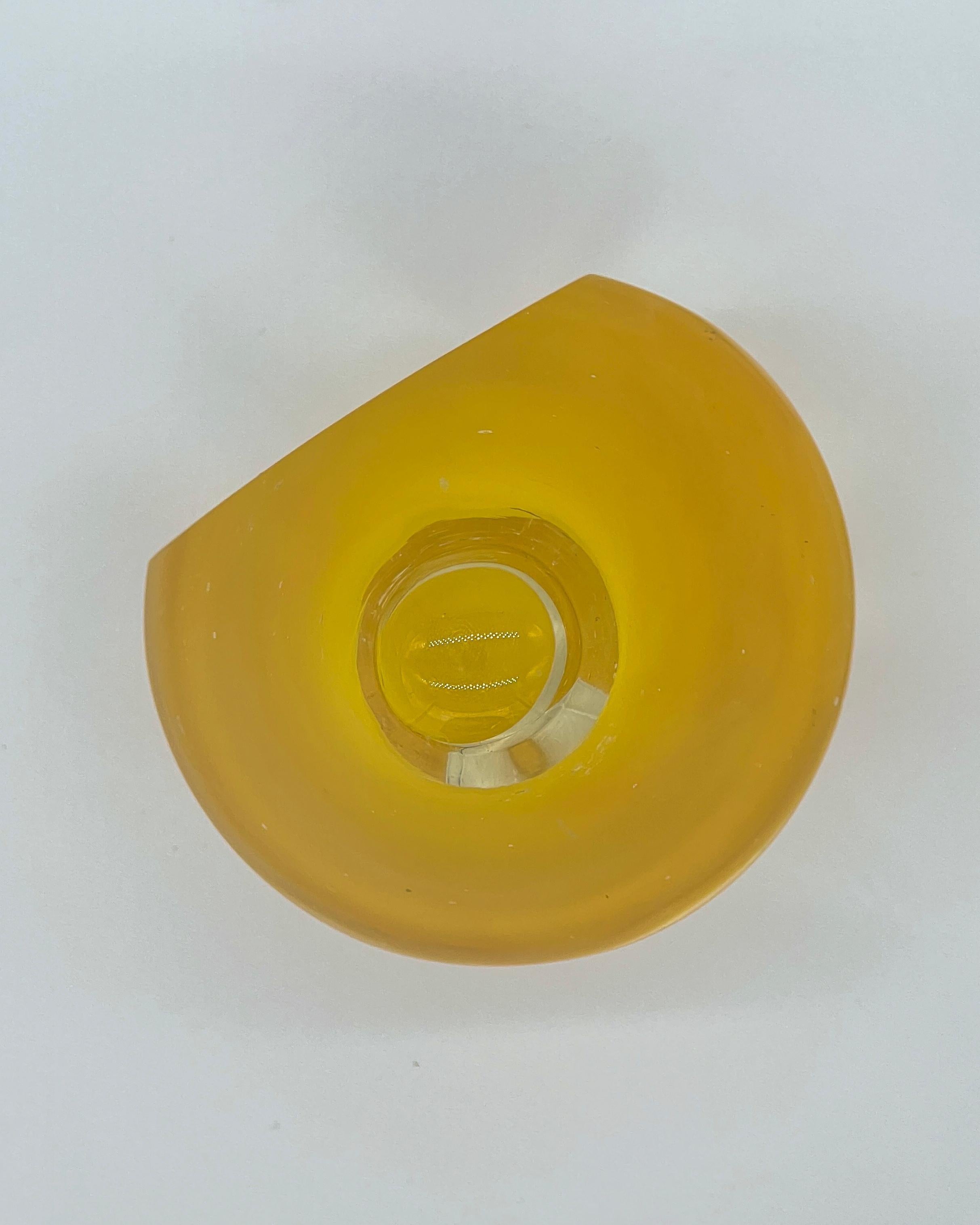 Murano Sculpture in Clear and Bright Yellow 