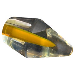Murano Sculpture in Clear and Bright Yellow "Sommerso" Glass