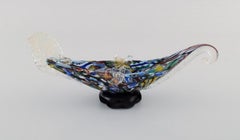 Murano Sculpture in Polychrome Mouth-Blown Art Glass. Gondola, Italian Design