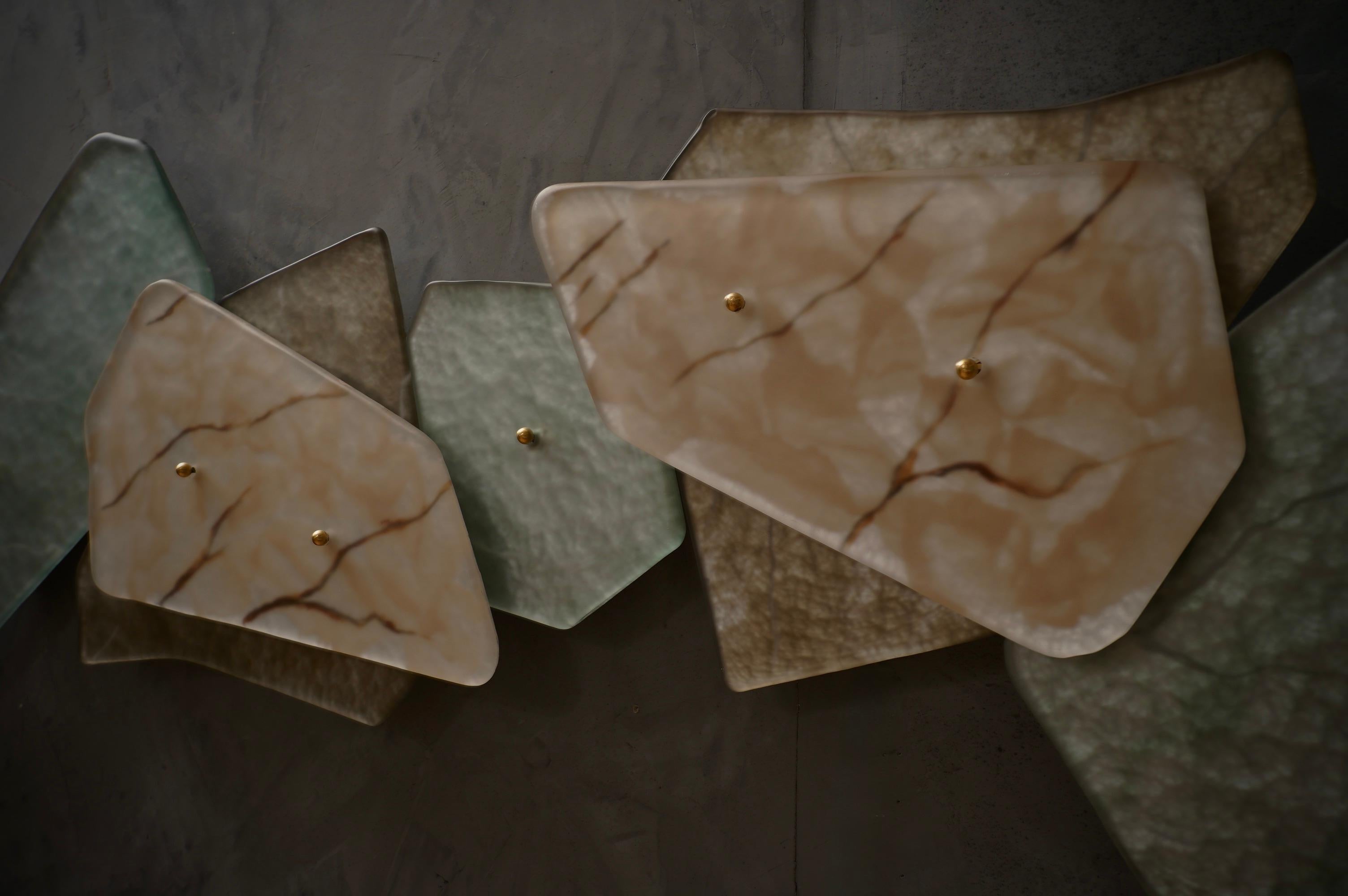 Brass Murano Sculpture / Installation Art Glass Wall Light and Sconces, 2020 For Sale