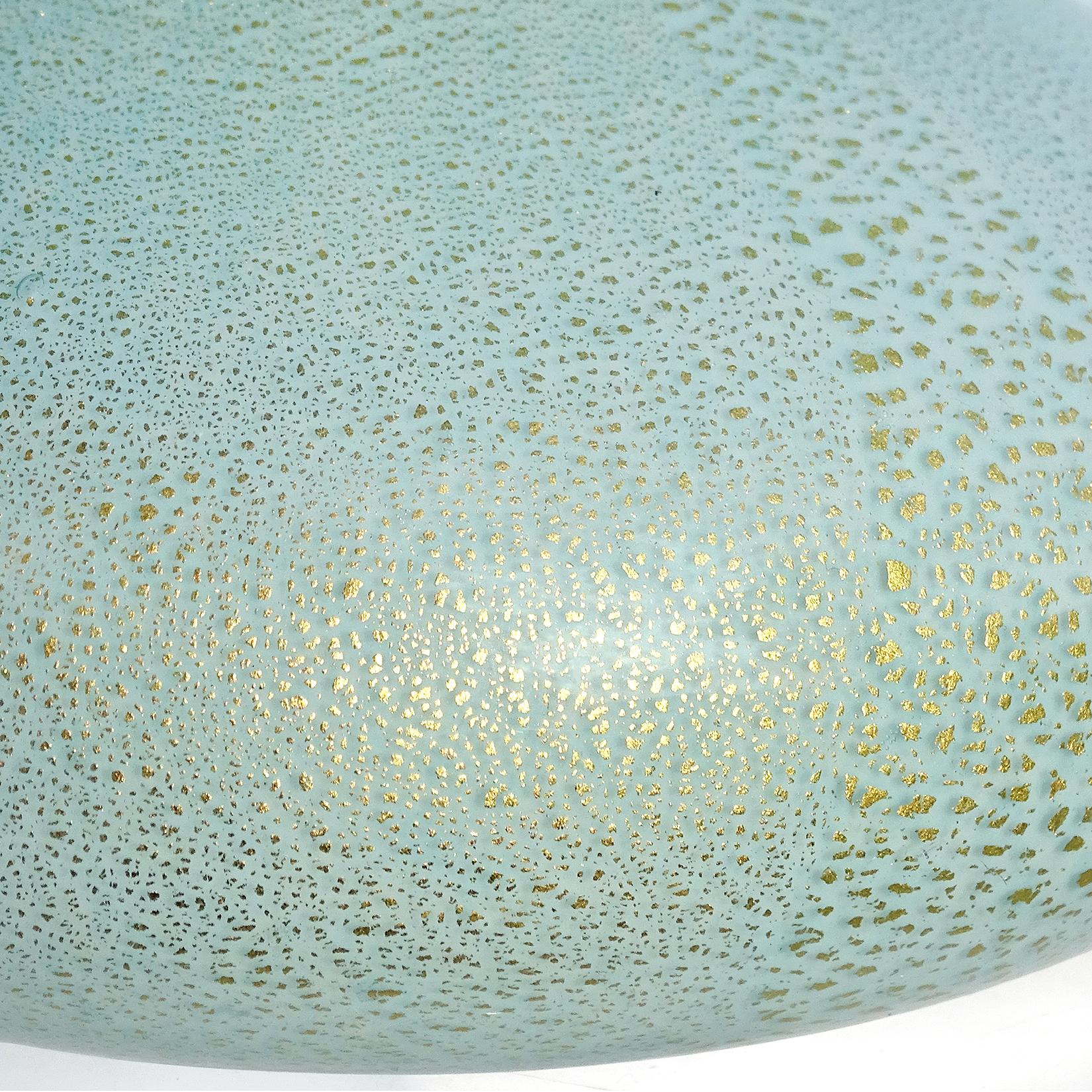 Hand-Crafted Murano Sea Foam Blue Green Gold Flecks Italian Art Glass Perfume Bottle Decanter