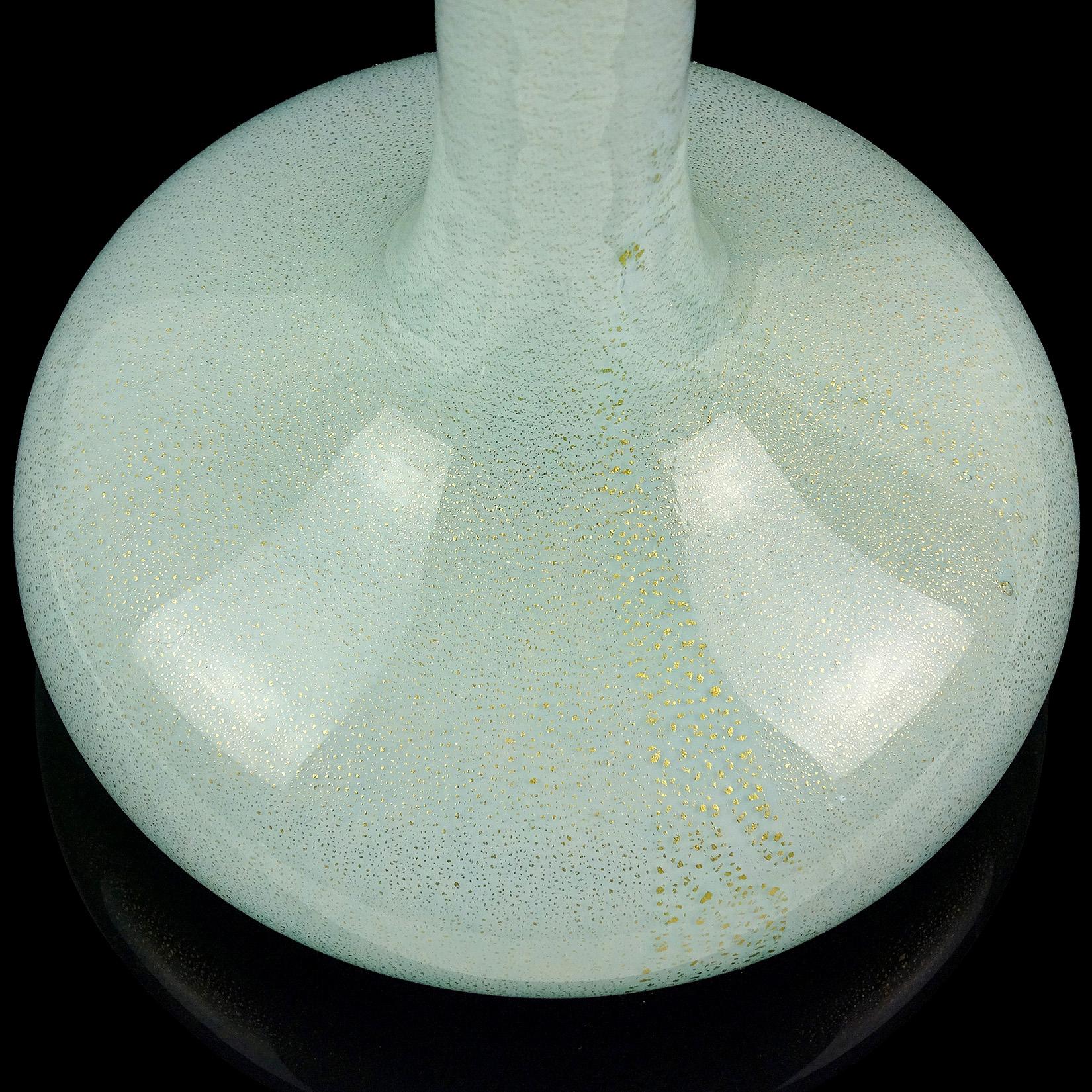 Murano Sea Foam Blue Green Gold Flecks Italian Art Glass Perfume Bottle Decanter In Good Condition In Kissimmee, FL