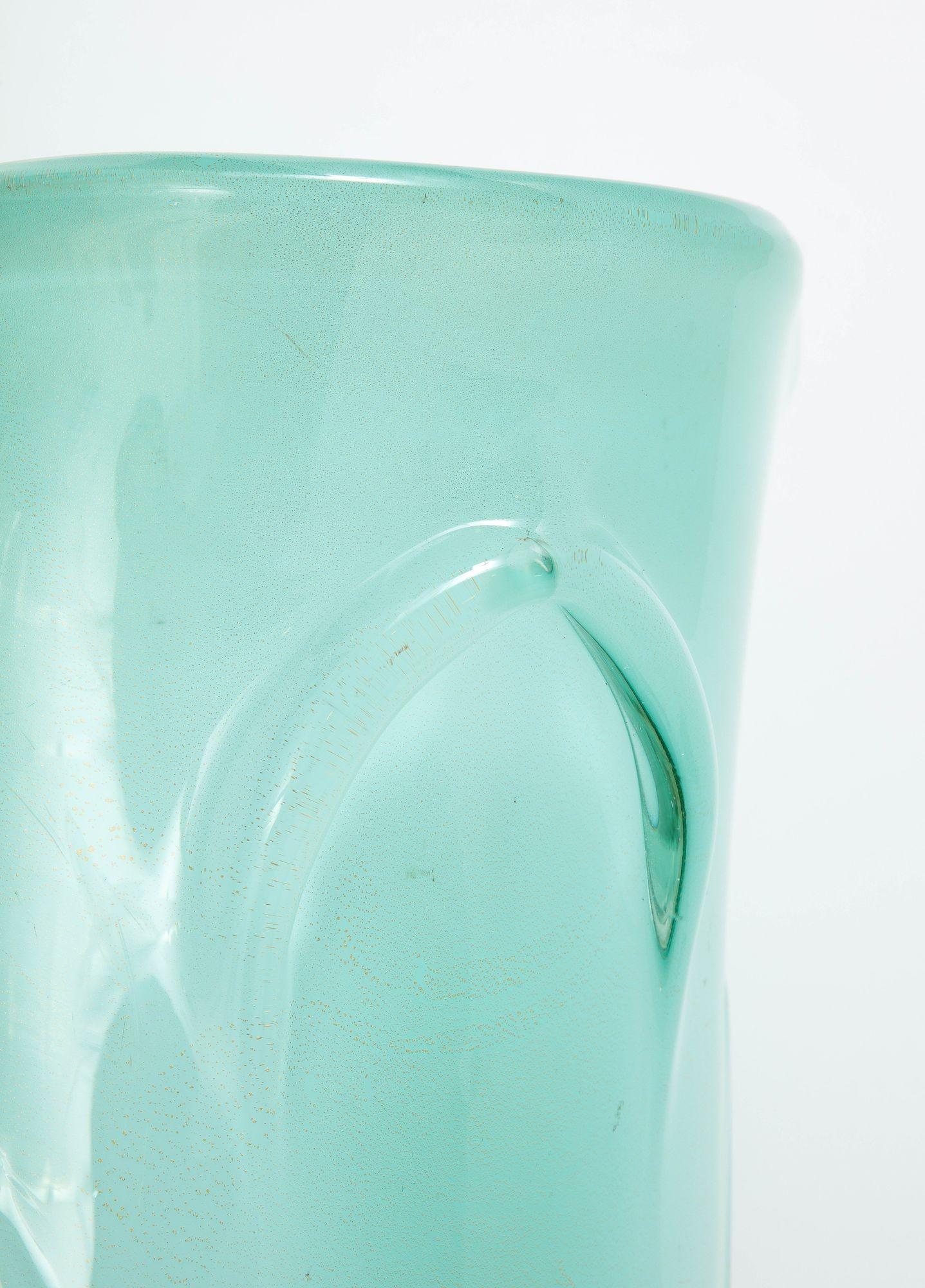 Large Mid Century Murano Sea Green Vase Elegant Design For Sale 5