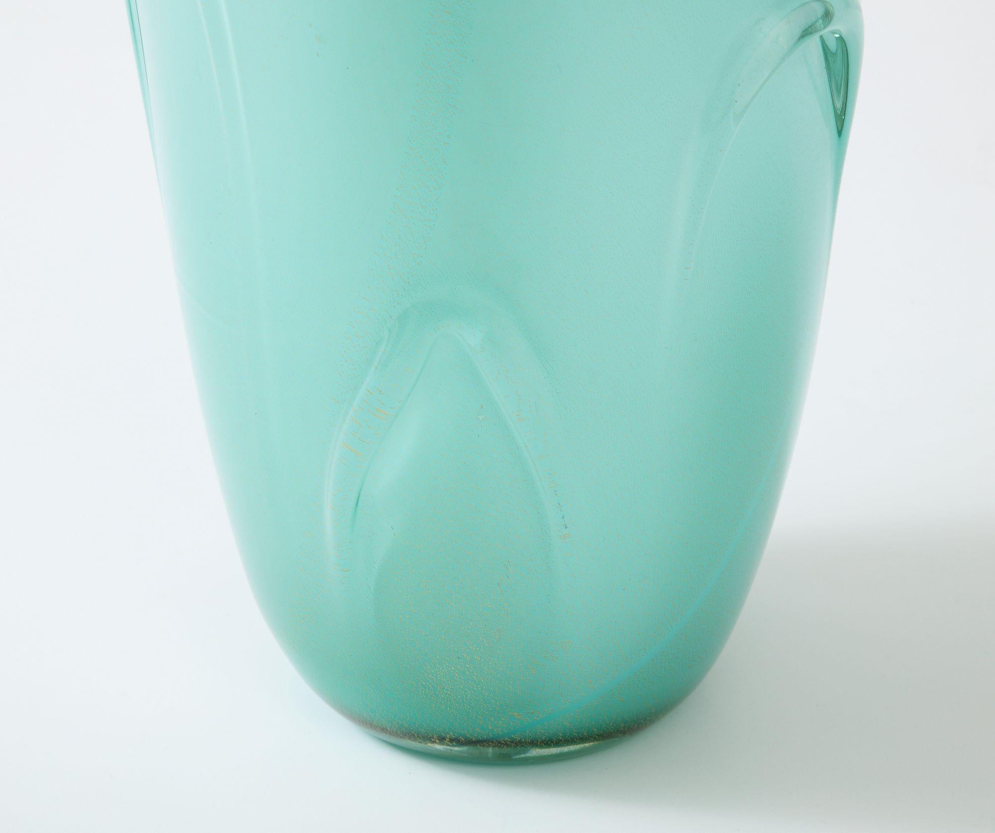 Mid-20th Century Large Mid Century Murano Sea Green Vase Elegant Design For Sale