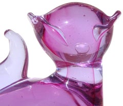 Murano Seguso Alexandrite Pink Blue Italian Art Glass Kitty Cat Figure Sculpture