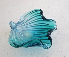 Murano Seguso Aqua Blue Seashell Centrepiece Bowl