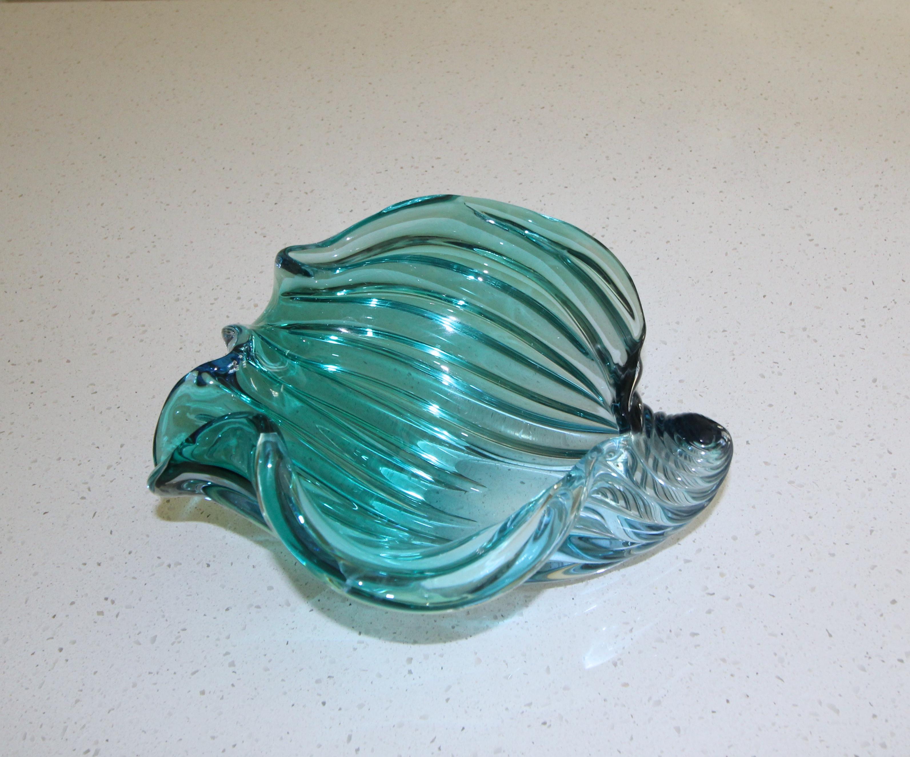 Murano Seguso Aqua Blue Seashell Centrepiece Bowl 2