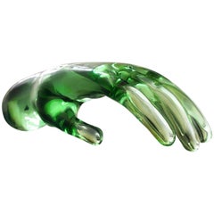 Murano Seguso Art Glass Hand Sculpture Venetian Studio Glass Midcentury Italian