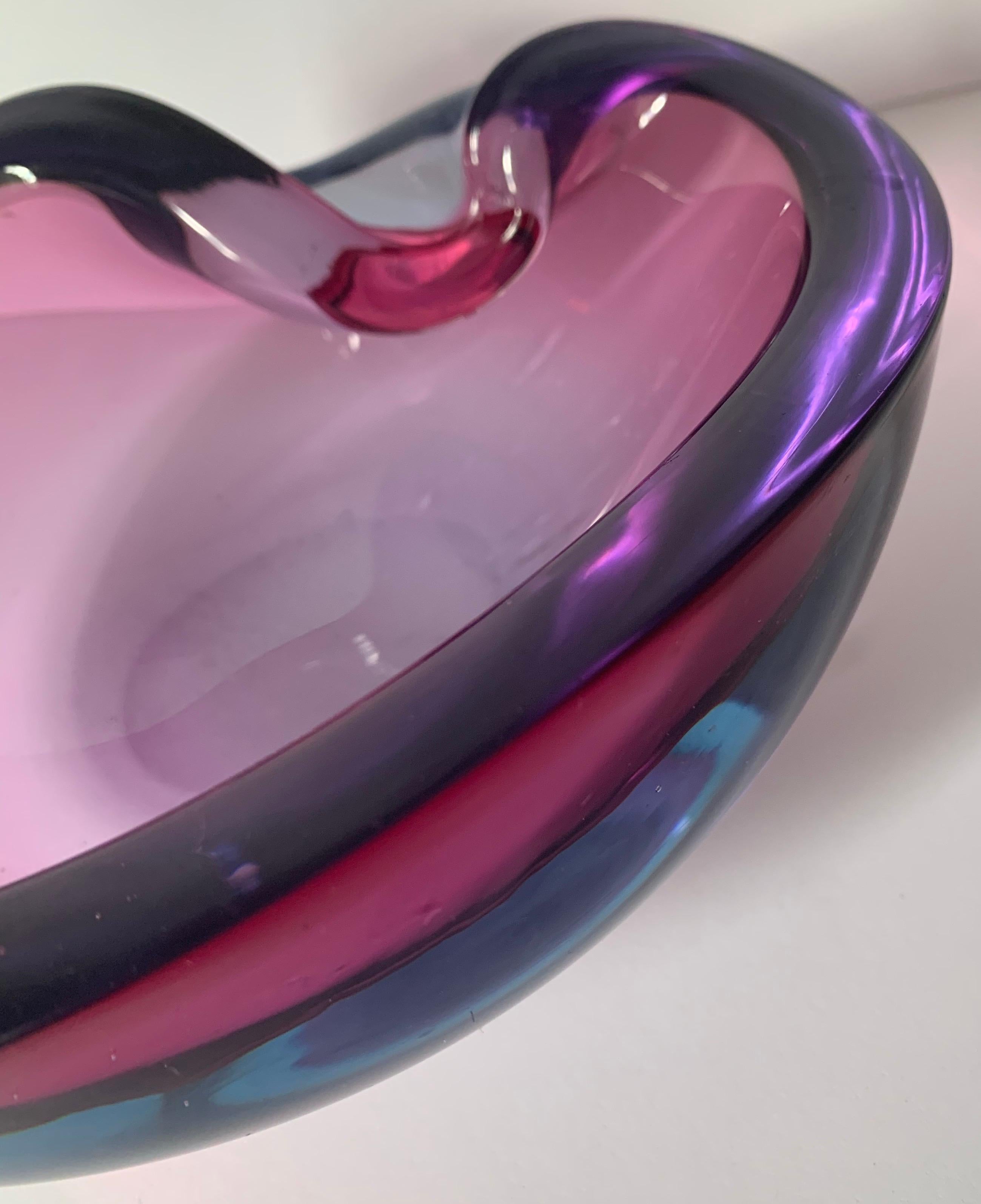 Blown Glass Murano Seguso Attributed Geode Purple Ashtray