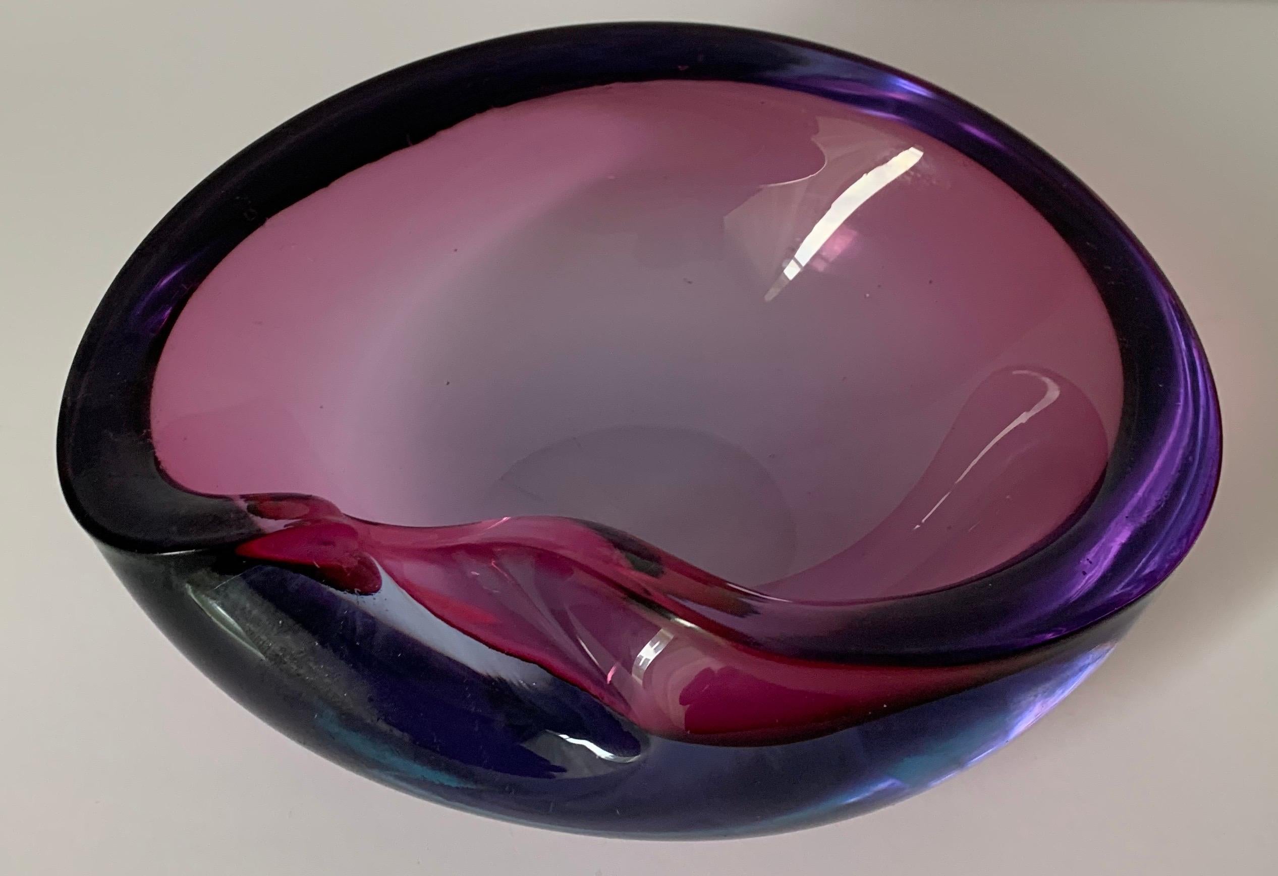 Murano Seguso Attributed Geode Purple Ashtray 1