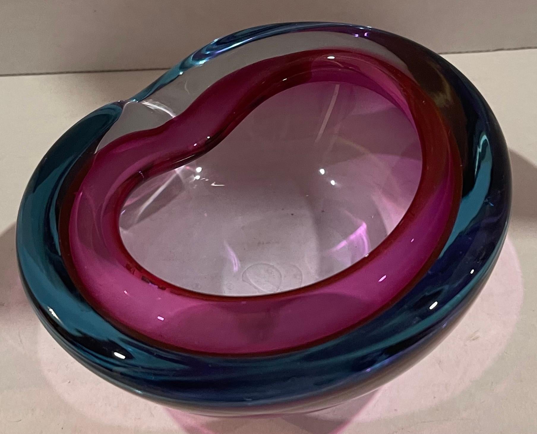 Mid-Century Modern Murano Seguso Attributed Geode Purple/Blue Ashtray For Sale
