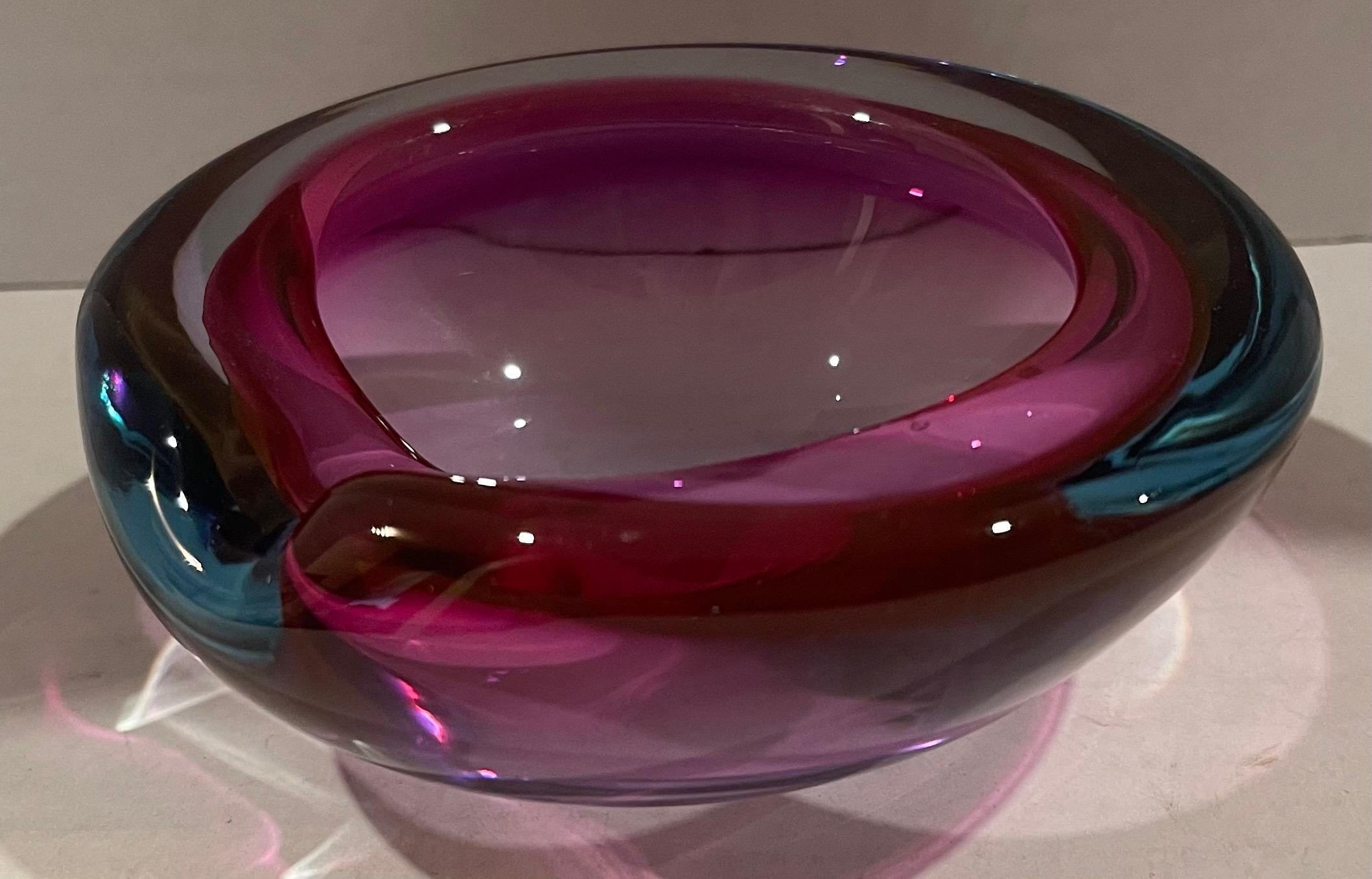 Murano Seguso Attributed Geode Purple/Blue Ashtray In Good Condition For Sale In Stamford, CT