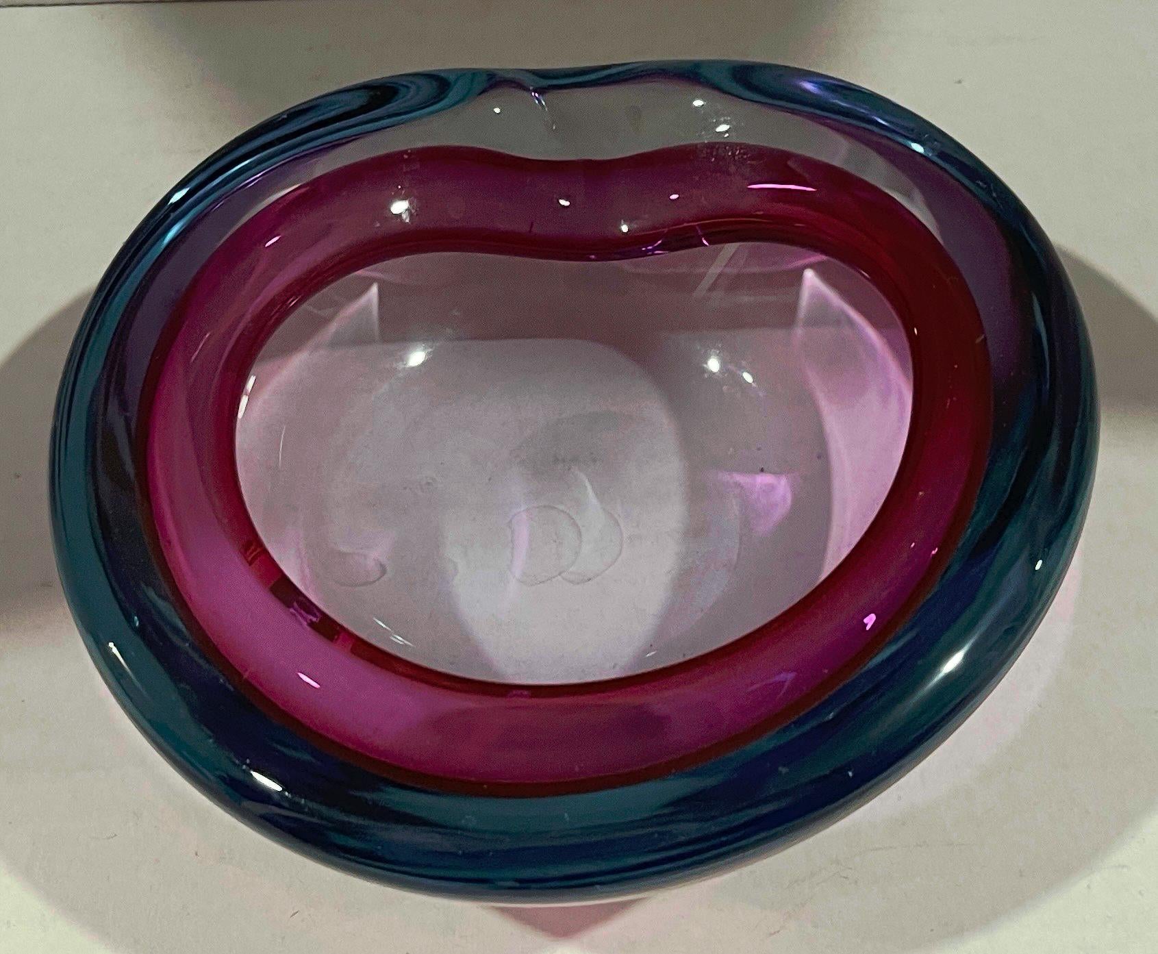 Blown Glass Murano Seguso Attributed Geode Purple/Blue Ashtray For Sale