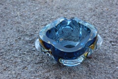 Murano Seguso Blu Bowl Italian Design 1960 Quatrefoil Ashtray
