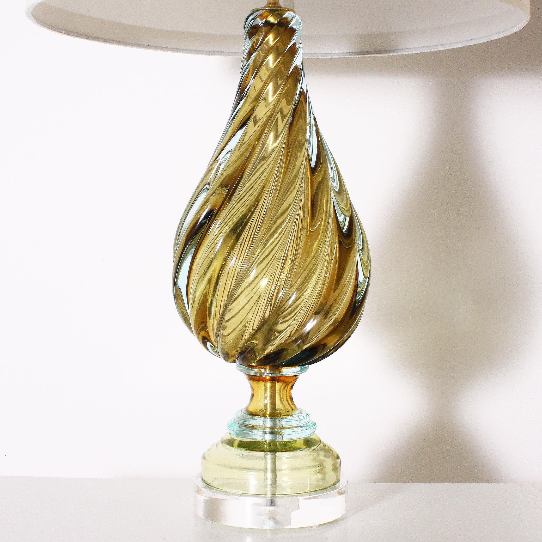 French Murano Seguso Glass Lamp, circa 1960