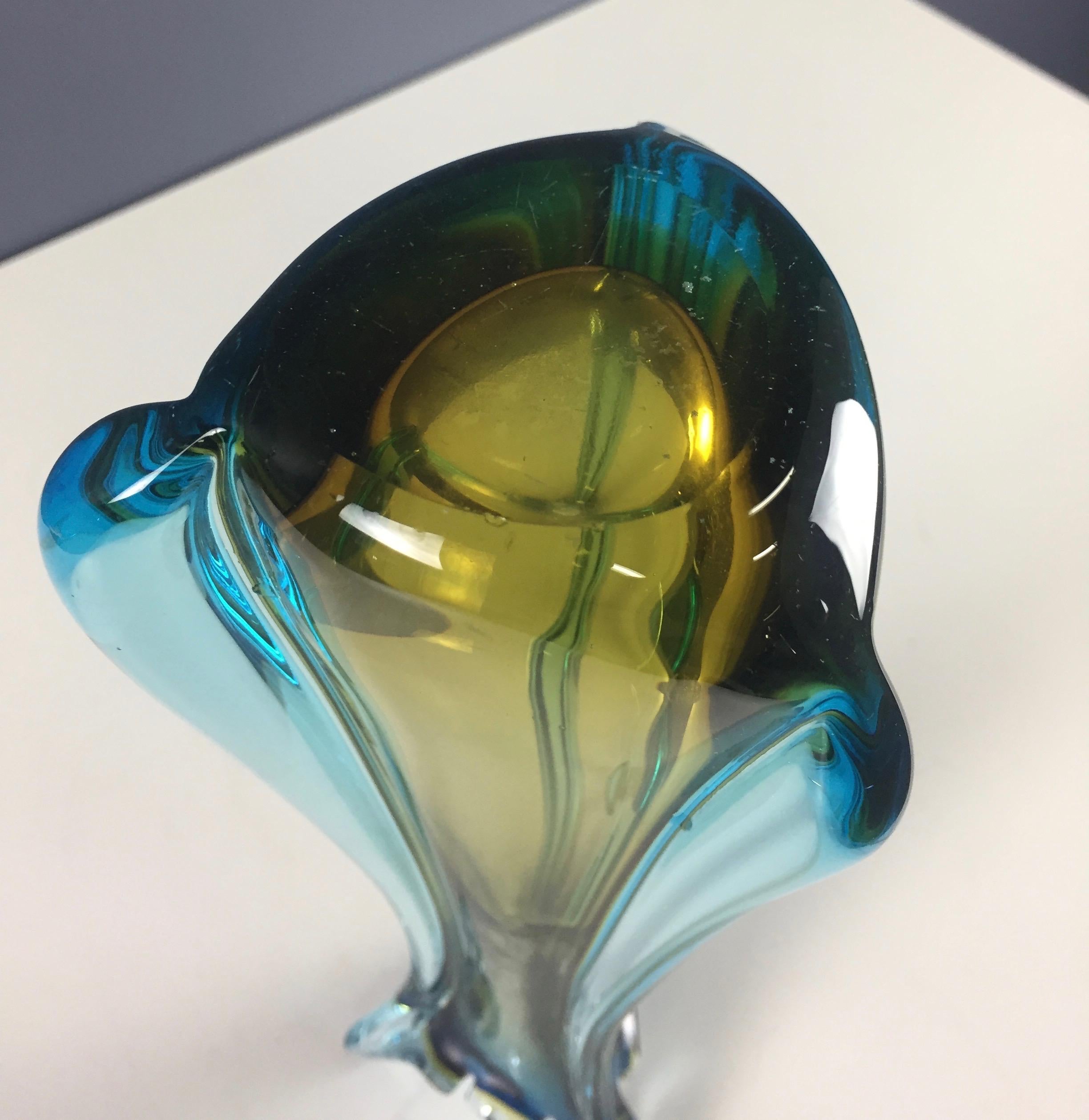 Murano Seguso Multicolored Glass Vase Midcentury In Excellent Condition In Philadelphia, PA
