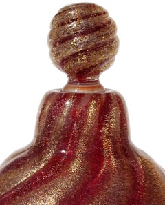 Murano Seguso Pulegoso Red Gold Flecks Italian Art Glass Vanity Perfume Bottle