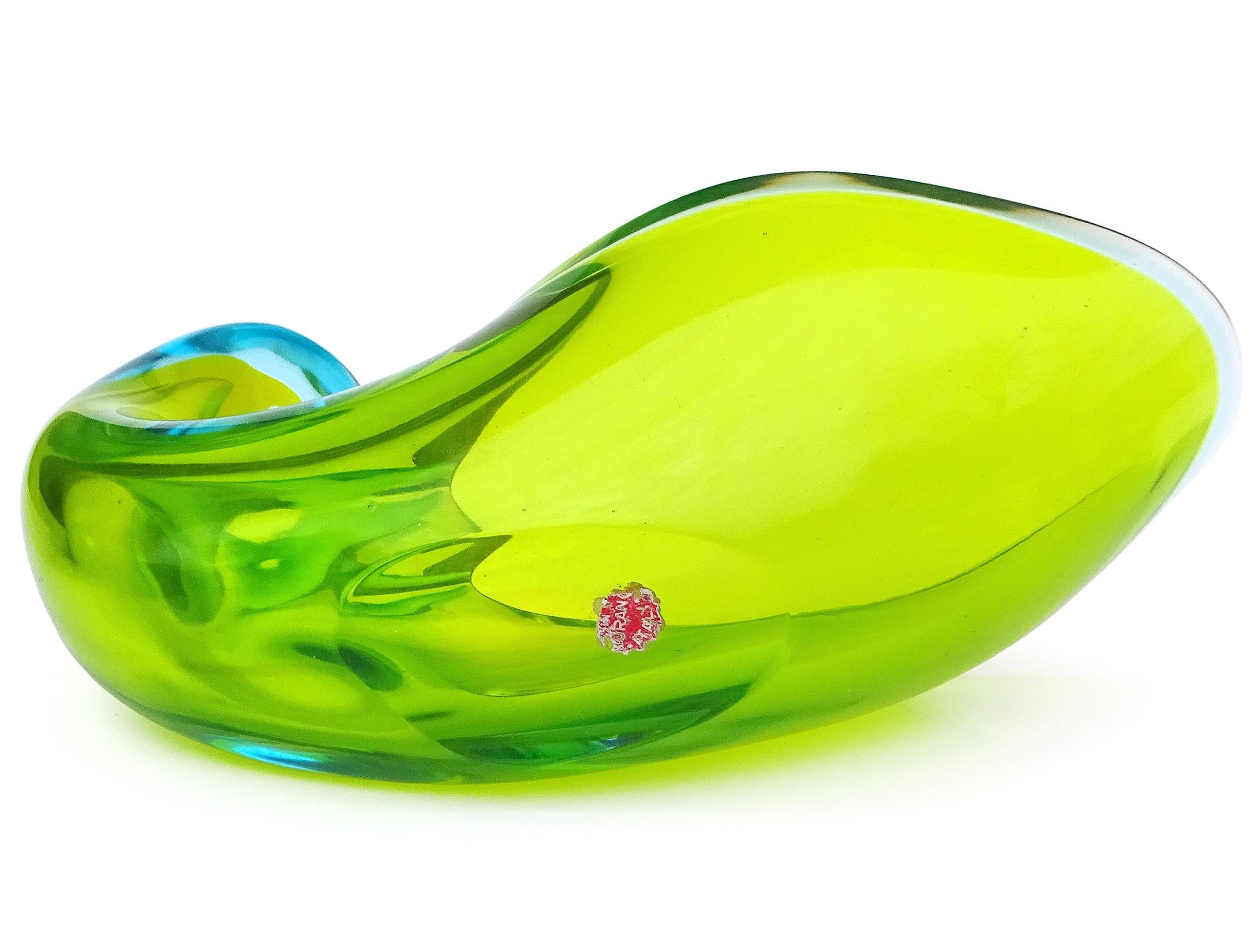 Murano Seguso Sommerso Green Ciotola in vetro artistico italiano Cornucopia Horn Of Plenty in vendita 3