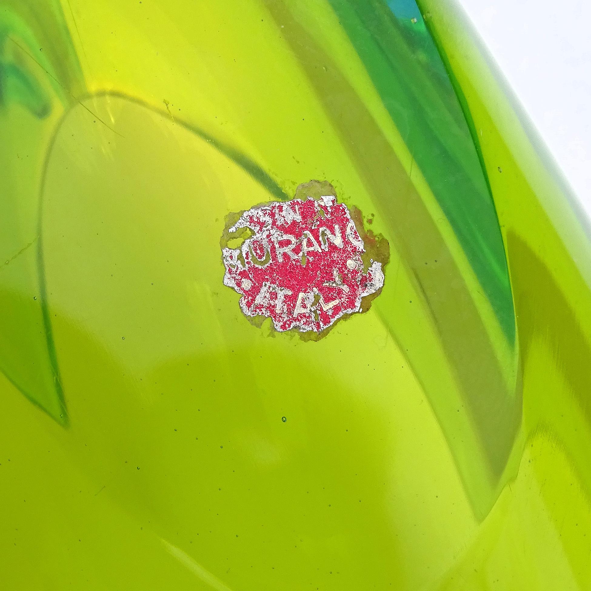 Murano Seguso Sommerso Green Ciotola in vetro artistico italiano Cornucopia Horn Of Plenty in vendita 4