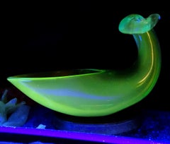 Murano Seguso Sommerso Green Italian Art Glass Cornucopia Horn Of Plenty Bowl