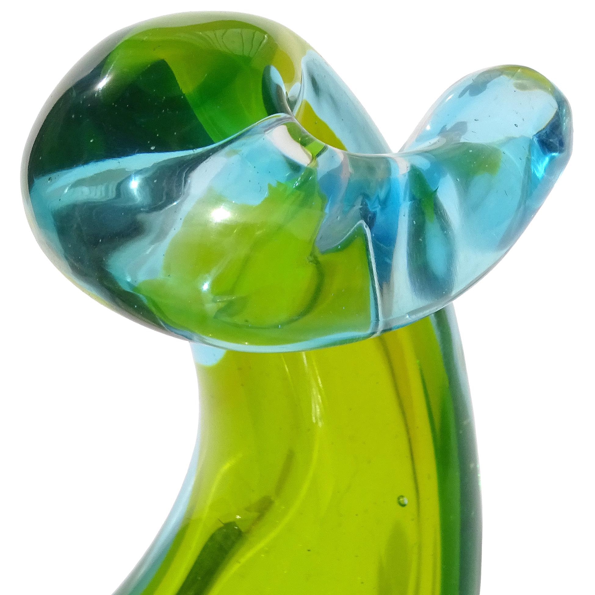 Murano Seguso Sommerso Green Ciotola in vetro artistico italiano Cornucopia Horn Of Plenty in vendita 1