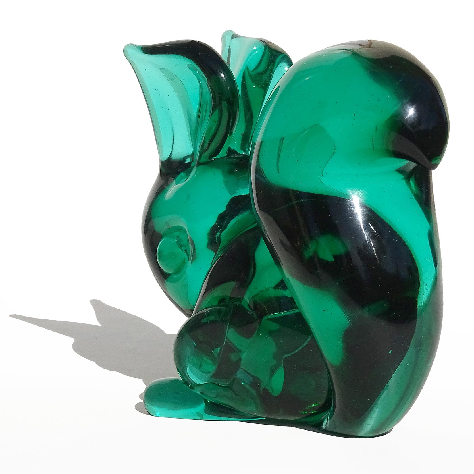 Murano Seguso Vetri D'Arte Poli Sommerso Escultura Ardilla de Vidrio Arte Italiano mediados del siglo XX en venta
