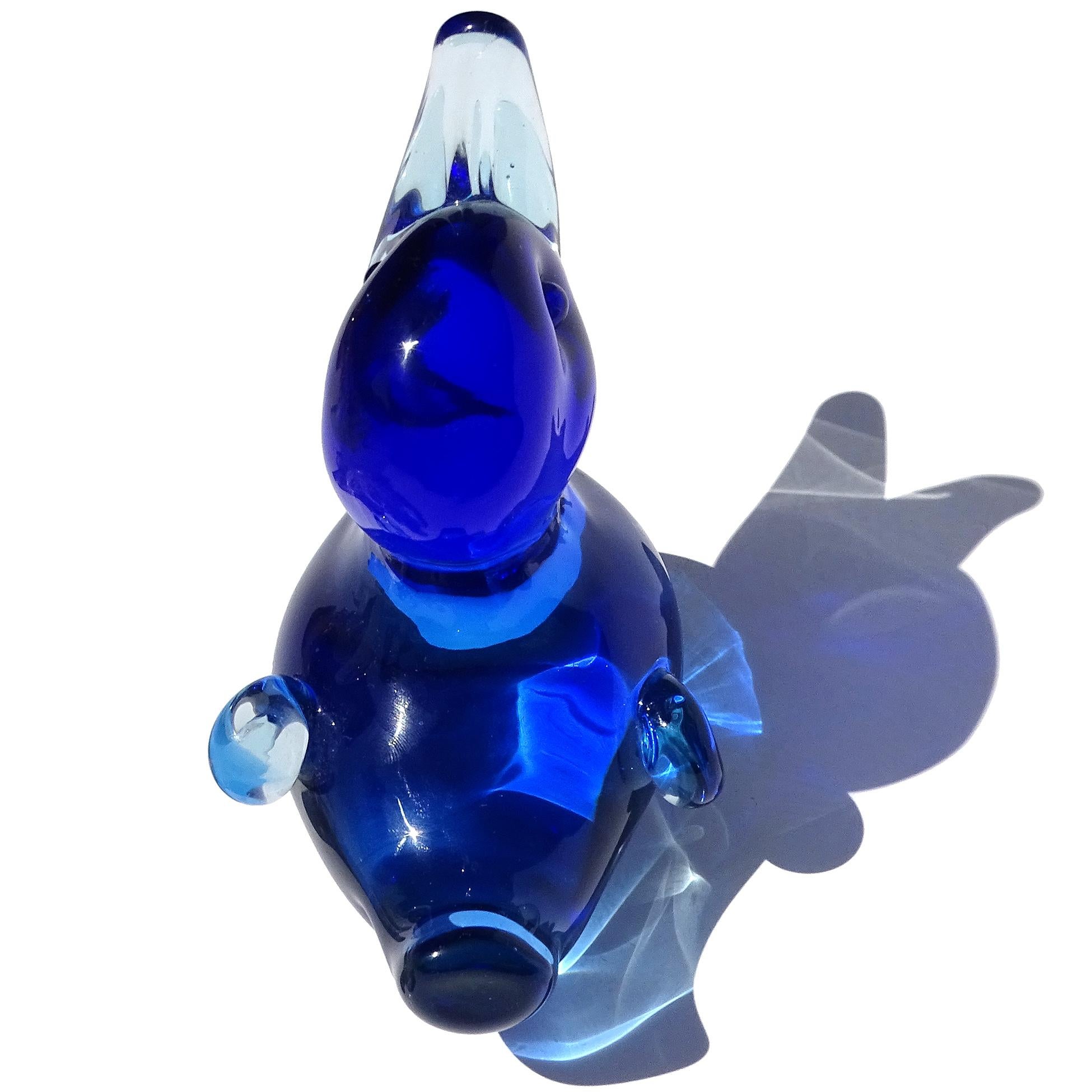 Murano Seguso Vintage Sommerso Blue Art Glass Baby Bird Figure Sculpture In condizioni buone in vendita a Kissimmee, FL