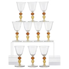 Murano - Lot de dix verres à vin en verre d'art inspiré de la Renaissance