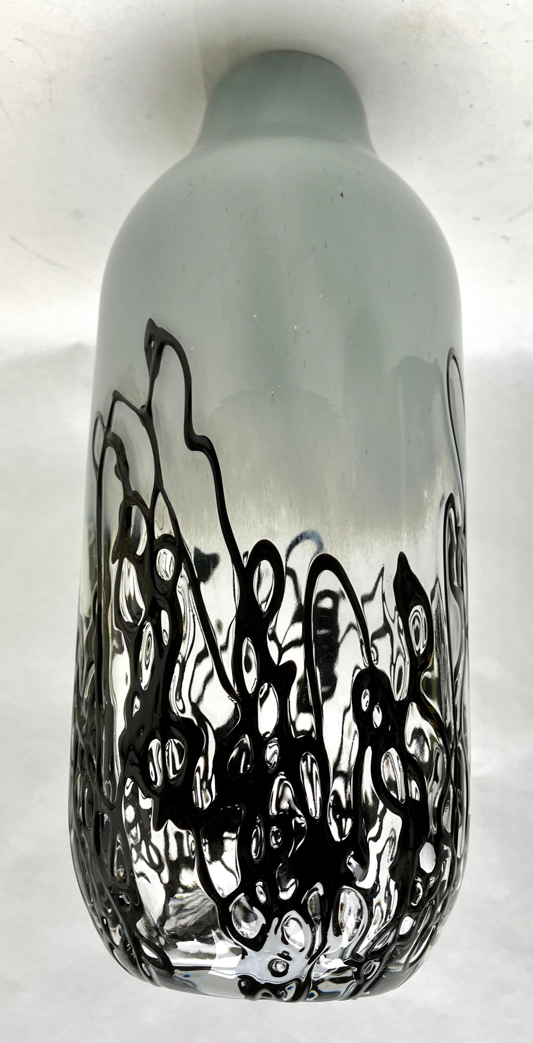 Murano-Vasen-Set, handgefertigt mit gemelzenen Fäden, 1960er Jahre (Handgefertigt) im Angebot