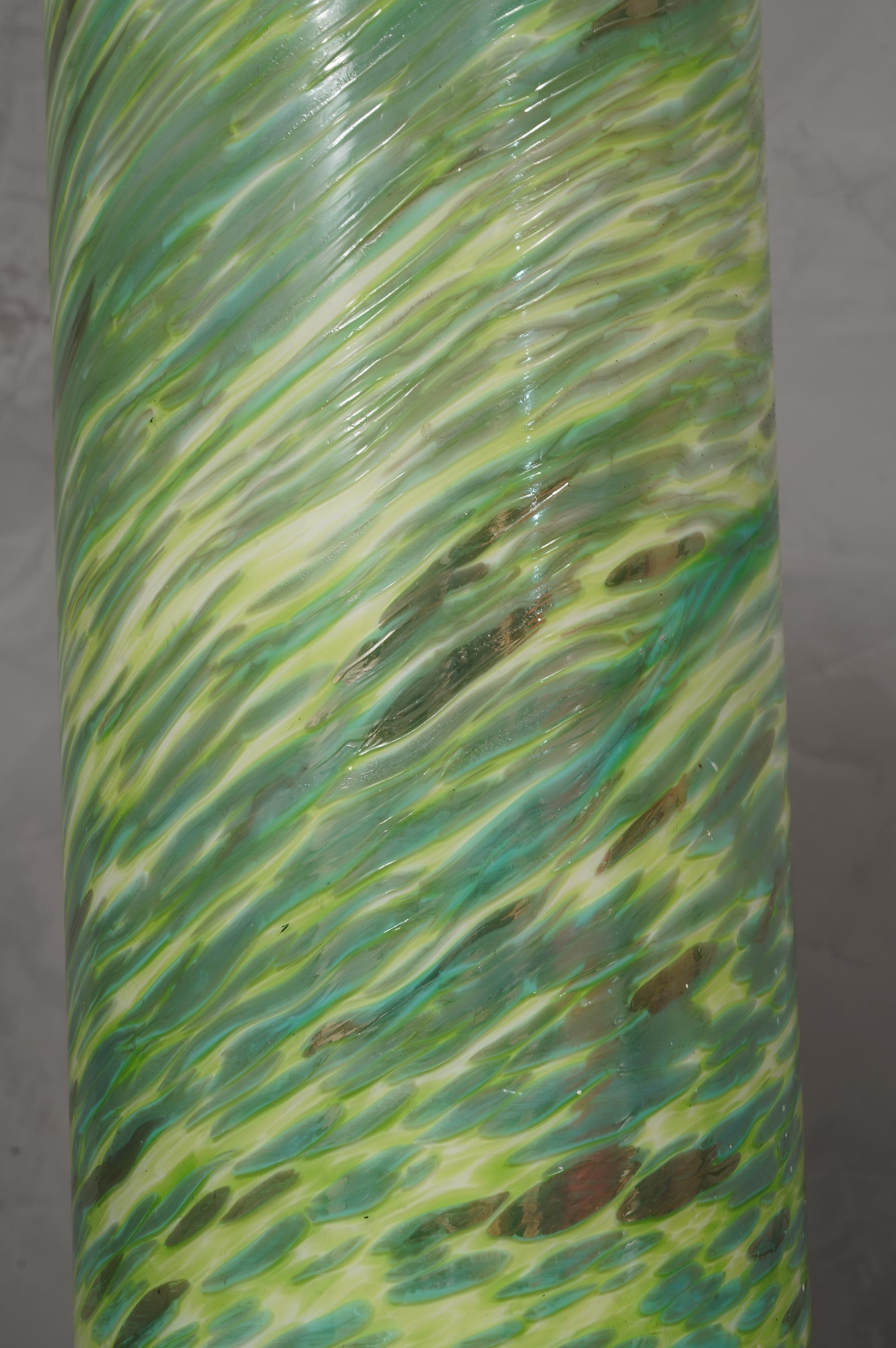 Murano Shades of Green and blu Glass Table Lamp, 1980 For Sale 1
